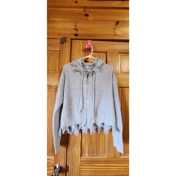 Zip ragged crop sweater - Picture 1 of 8